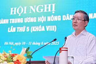 Chủ tịch Hội Nông dân Việt Nam Lương Quốc Đoàn điều hành hội nghị.
