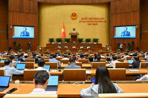Quang cảnh phiên họp của Quốc hội tại Hội trường Diên Hồng. (Ảnh: THỦY NGUYÊN)
