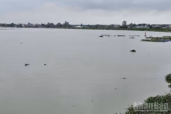 Mực nước hạ lưu sông Yên, tỉnh Thanh Hóa. (Ảnh: MAI LUẬN)