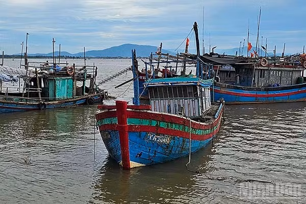 Phương tiện nghề cá cập bến ở xã Tiên Trang. (Ảnh: Mai Luận)