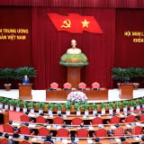 Quang cảnh phiên bế mạc Hội nghị lần thứ ba Ban Chấp hành Trung ương Đảng khóa XIV. (Ảnh: ĐĂNG KHOA)