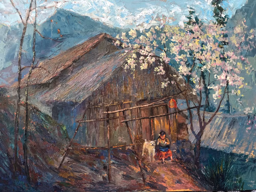 Tác phẩm "Nơi chờ" của họa sĩ Đinh Văn Công.