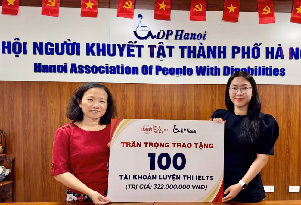Hội Người khuyết tật thành phố Hà Nội tiếp nhận hỗ trợ 100 tài khoản luyện thi IELTS online miễn phí cho các học sinh, sinh viên là người khuyết tật trên địa bàn Thủ đô.