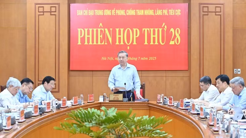 Phiên họp thứ 28 của Ban Chỉ đạo Trung ương về phòng, chống tham nhũng, lãng phí, tiêu cực, ngày 07/07/2025. Ảnh minh họa. (Ảnh: ĐĂNG KHOA)