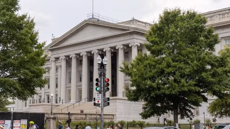Tòa nhà Kho bạc Mỹ tại Washington, DC. (Ảnh: Xinhua/Hu Yousong)