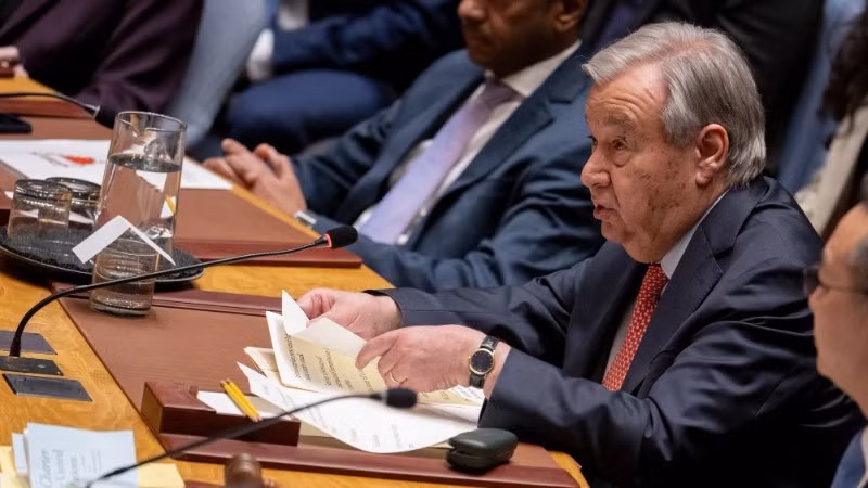 Tổng Thư ký Liên hợp quốc Antonio Guterres phát biểu tại phiên họp của Hội đồng Bảo an Liên hợp quốc về Ukraine, ở New York (Mỹ) ngày 28/5/2026. (Ảnh: THX/TTXVN)