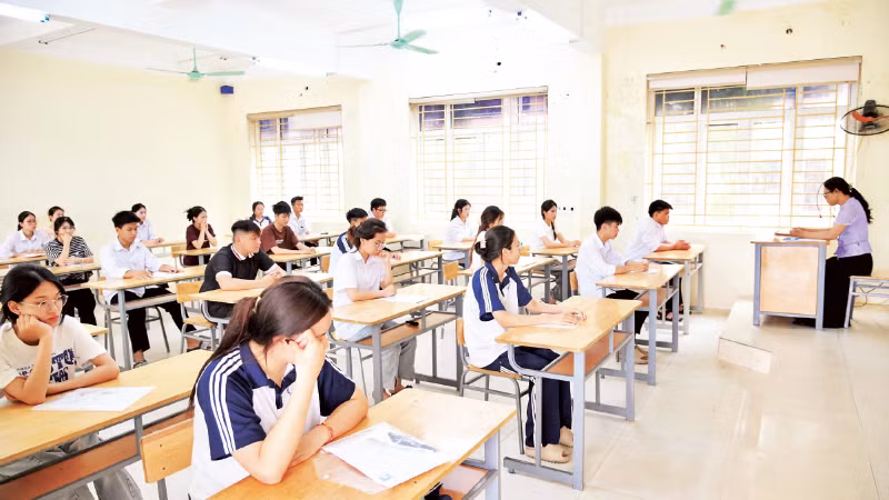 Điểm thi Trường trung học phổ thông A Thanh Liêm, tỉnh Ninh Bình trong kỳ thi vừa qua. (Ảnh: THẾ ĐẠI)
