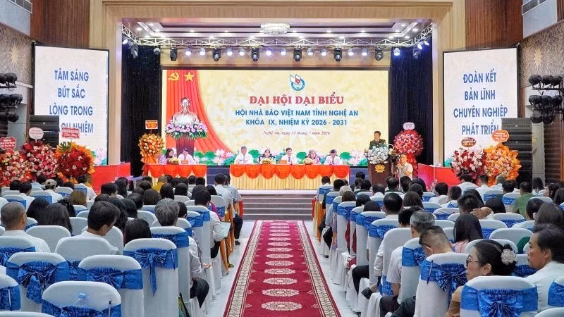 Quang cảnh Đại hội Đại biểu Hội Nhà báo Việt Nam tỉnh Nghệ An khóa IX.