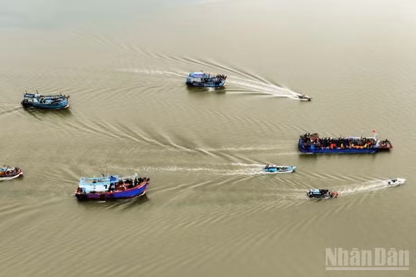 Ngư dân xã biển Bình Đại (tỉnh Vĩnh Long) tổ chức Lễ hội Nghinh Ông Nam Hải.