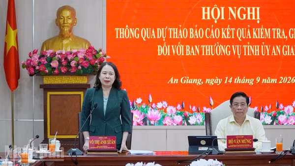Phó Chủ tịch nước Võ Thị Ánh Xuân phát biểu. (Ảnh: QUỐC TRINH)