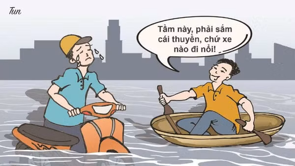 Góc biếm họa: Loay hoay trong “bão” ngập