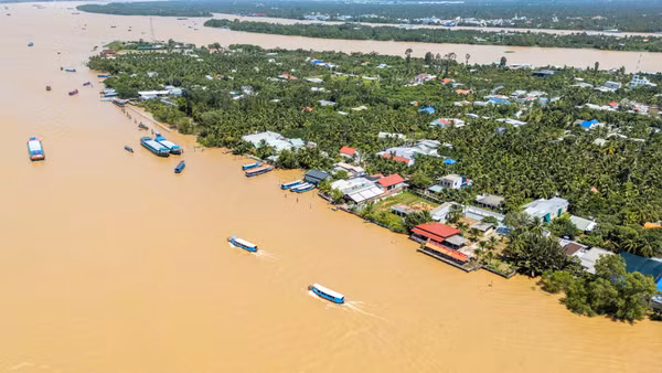 Cù lao Thới Sơn nhìn từ trên cao (Ảnh: MỸ HÀ)