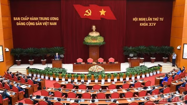 Quang cảnh phiên bế mạc Hội nghị lần thứ tư Ban Chấp hành Trung ương Đảng khóa XIV. (Ảnh: ĐĂNG KHOA)