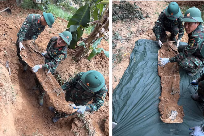 Đội quy tập hài cốt liệt sĩ 584, Phòng Chính trị, Bộ Chỉ huy Quân sự tỉnh quy tập hài cốt liệt sĩ tại khu vực phường Quảng Trị. (Ảnh: Bộ Chỉ huy quân sự tỉnh Quảng Trị)