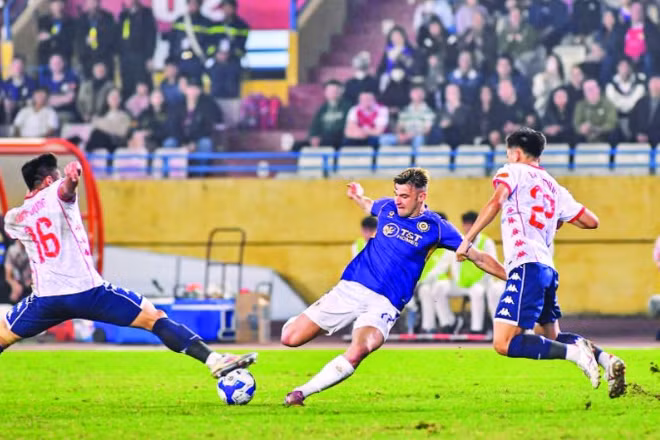 Hà Nội FC thắng Hải Phòng 2-0, vươn lên vị trí thứ tư. (Ảnh HNFC)
