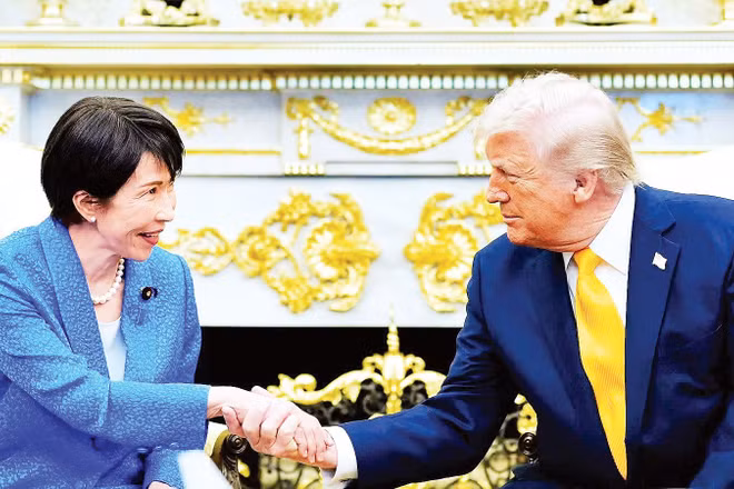 Tổng thống Mỹ Donald Trump và Thủ tướng Nhật Bản Takaichi Sanae.