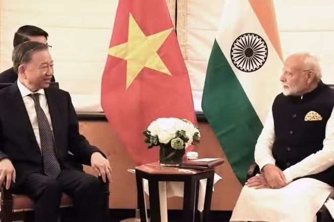Tổng Bí thư, Chủ tịch nước Tô Lâm gặp Thủ tướng Ấn Độ Narendra Modi, trong khuôn khổ chuyến tham dự Đại hội đồng Liên hợp quốc khóa 79 và làm việc tại Hoa Kỳ, ngày 23/9/2024 (giờ địa phương), tại New York. (Ảnh: TTXVN)