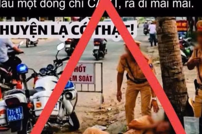 Thông tin, hình ảnh bịa đặt về cảnh sát giao thông đăng tải trên mạng xã hội.