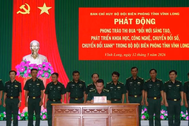 Ban Chỉ huy Bộ đội Biên phòng tỉnh Vĩnh Long phát động phong trào thi đua “Đổi mới sáng tạo, phát triển khoa học, công nghệ, chuyển đổi số, chuyển đổi xanh” trong toàn lực lượng.