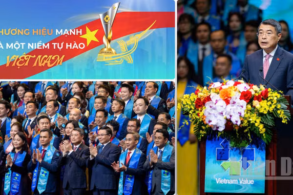 Lễ công bố sản phẩm đạt Thương hiệu quốc gia Việt Nam năm 2026 lan tỏa thông điệp “mỗi thương hiệu mạnh là một niềm tự hào Việt Nam”, khẳng định vai trò tiên phong của cộng đồng doanh nghiệp trong việc nâng cao vị thế và sức cạnh tranh của nền kinh tế. (Ảnh: TIẾN KHÔI)