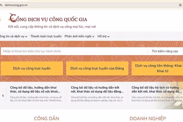 Cơ quan chức năng khuyến cáo người dân chỉ đăng nhập tại địa chỉ chính thức của Cổng Dịch vụ công Quốc gia.
