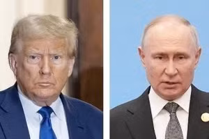Tổng thống Mỹ Donald Trump (trái) và Tổng thống Nga Vladimir Putin. (Ảnh: Kyodo/TTXVN)