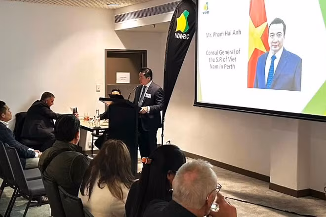 Tổng Lãnh sự Việt Nam tại Perth Phạm Hải Anh phát biểu tại sự kiện. (Ảnh do Tổng Lãnh sự quán Việt Nam tại Perth cung cấp)