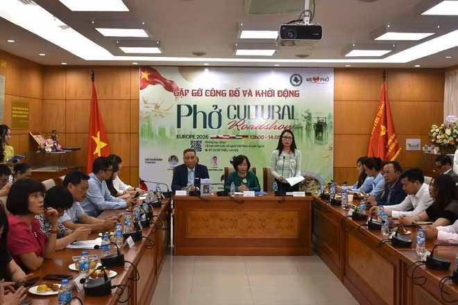 Quang cảnh buổi gặp gỡ báo chí thông tin về chương trình "Phở Cultural Roadshow Europe 2026". (Ảnh: Dương Tiêu)