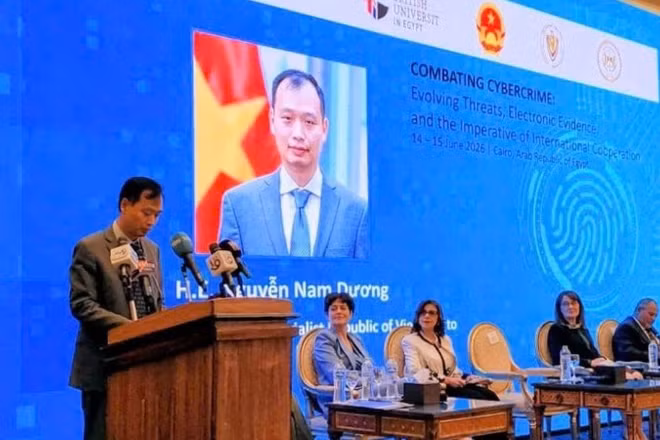 Đại sứ Nguyễn Nam Dương đã tham dự và phát biểu tại Phiên khai mạc Hội nghị. (Ảnh do Đại sứ quán Việt Nam tại Ai Cập cung cấp)