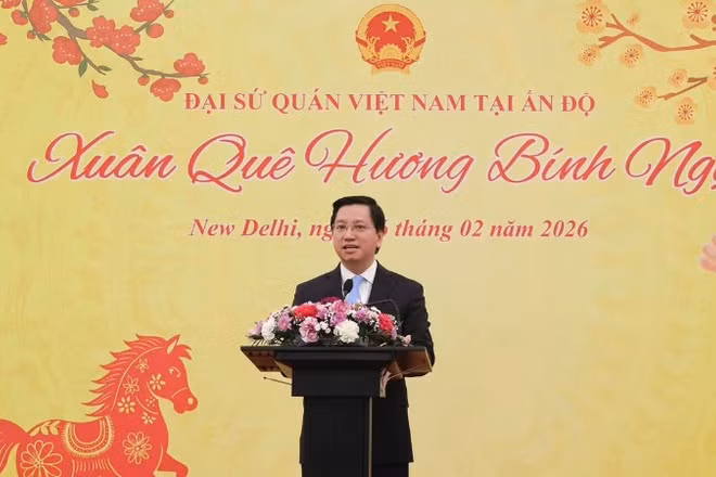 Đại sứ Nguyễn Thanh Hải phát biểu tại sự kiện. (Ảnh: Đại sứ quán Việt Nam tại Ấn Độ cung cấp)
