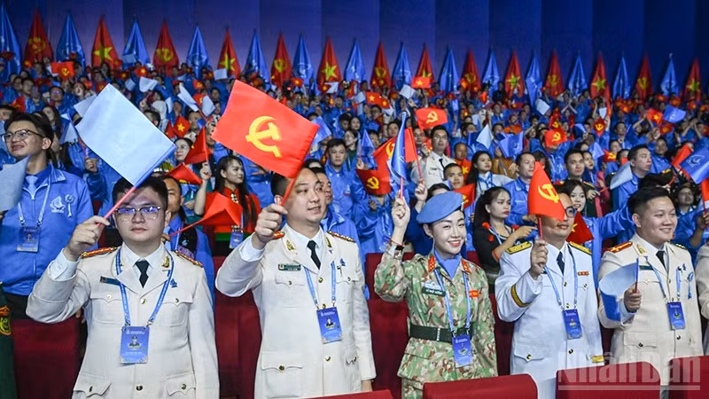 Đại biểu dự Đại hội Hội Liên hiệp Thanh niên Việt Nam lần thứ IX. (Ảnh: DUY LINH)