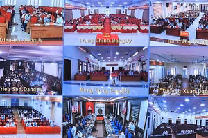 Các đại biểu tham gia nghiên cứu, quán triệt nghị quyết tại các điểm cầu trực tuyến. (Ảnh: Mai Luận)