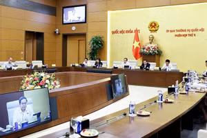 Quang cảnh phiên họp thứ 5 của Ủy ban Thường vụ Quốc hội. (Ảnh: TTXVN)