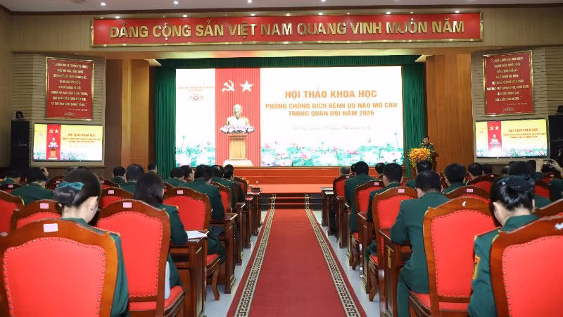 Quang cảnh Hội thảo khoa học về phòng, chống dịch bệnh do não mô cầu trong Quân đội năm 2026.