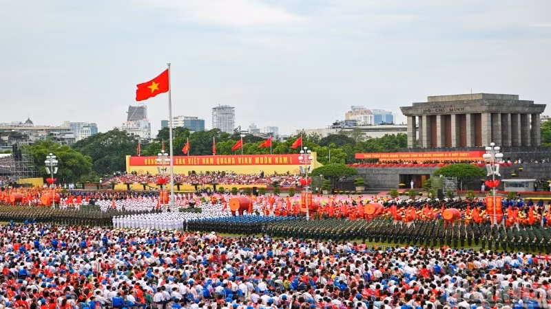 Toàn cảnh Quảng trường Ba Đình trong Lễ diễu binh, duyệt binh kỷ niệm 80 năm. ( Ảnh THẾ ĐẠI)