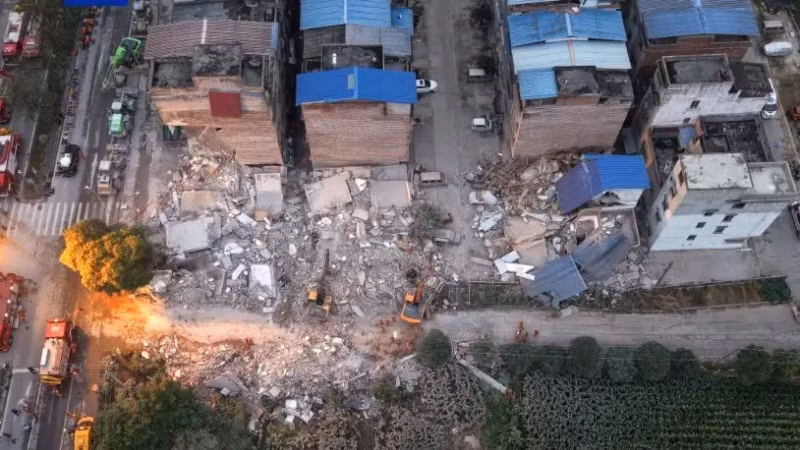 Hiện trường vụ động đất. (Ảnh: CCTV)