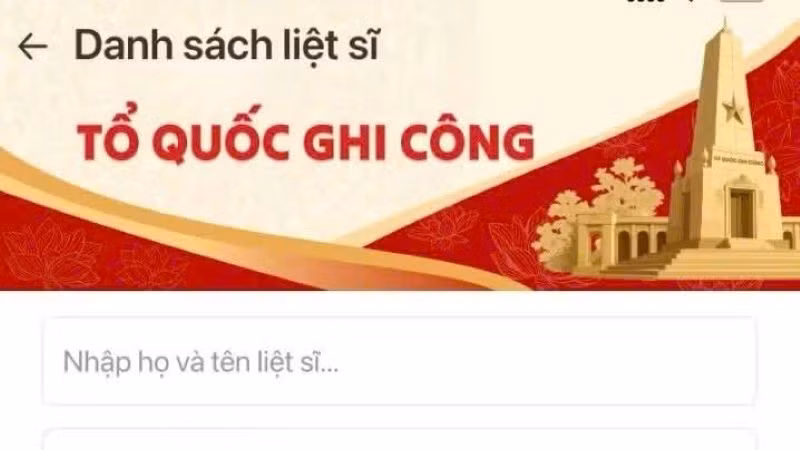Màn hình hiển thị công cụ tìm kiếm trên VNeID. (Ảnh chụp màn hình)