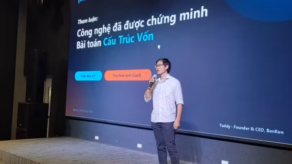 Đại diện doanh nghiệp phát biểu tại Hội thảo “HFIC và Quỹ bảo lãnh tín dụng - Cánh cửa vốn cho startup, doanh nghiệp nhỏ và vừa”. (Ảnh: CAO TÂN)