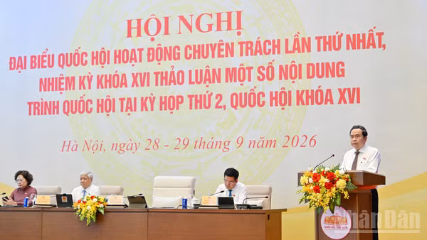 Chủ tịch Quốc hội Trần Thanh Mẫn phát biểu khai mạc Hội nghị đại biểu Quốc hội hoạt động chuyên trách lần thứ nhất, nhiệm kỳ khóa XVI.