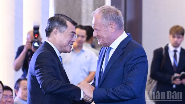Thủ tướng Lê Minh Hưng và Thủ tướng Cộng hòa Ba Lan Donald Tusk.