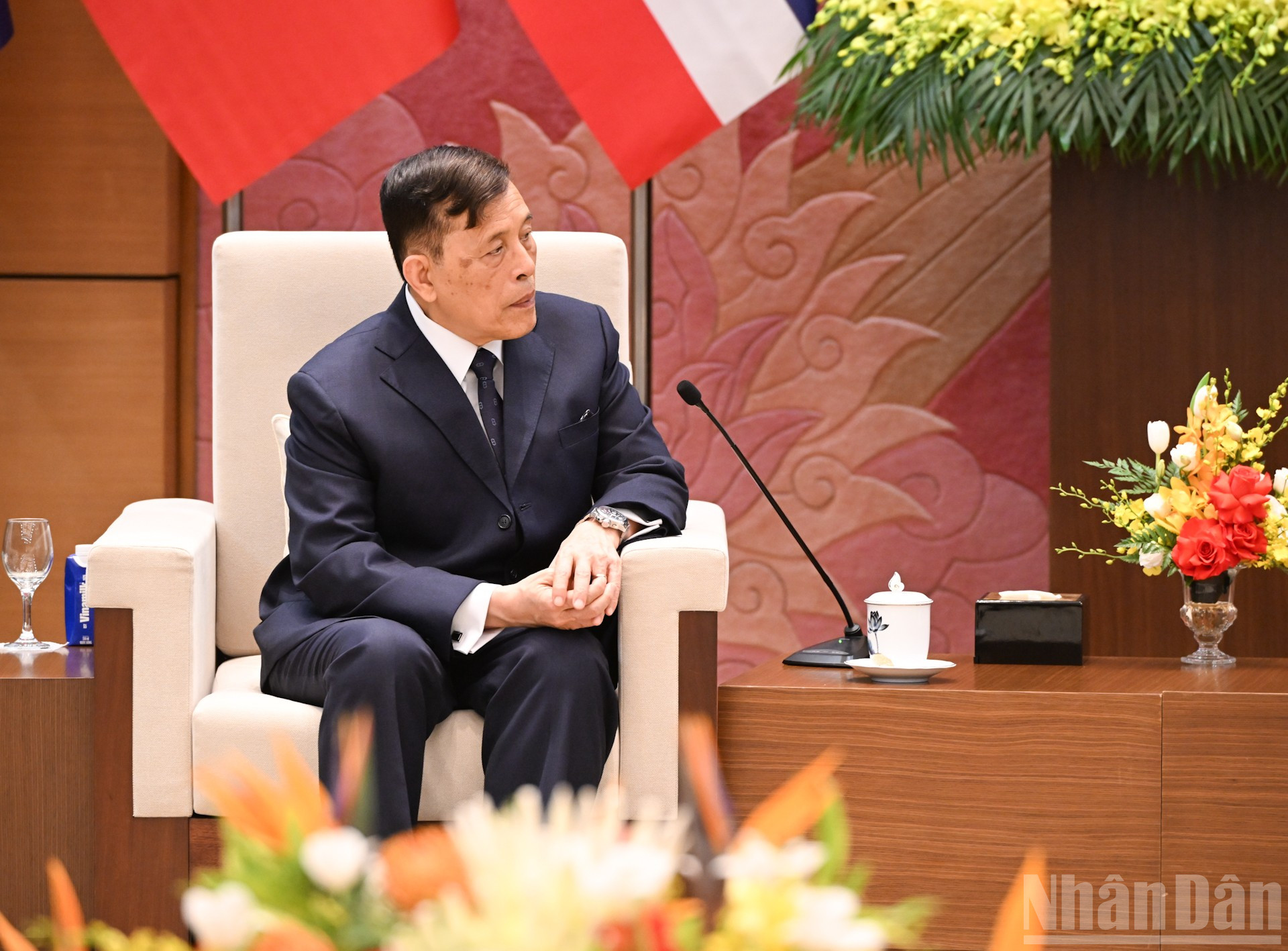 Nh&agrave; vua Vương quốc Th&aacute;i Lan Maha Vajiralongkorn Phra Vajiraklaochaoyuhua ph&aacute;t biểu tại hội kiến. (Ảnh TRẦN HẢI)