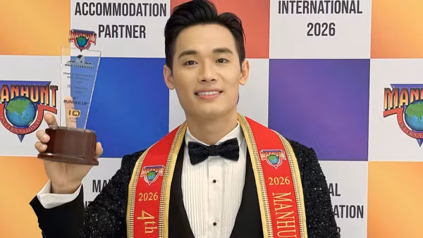 Trần Tiến Dũng đoạt Á vương 4 tại Manhunt International 2026. (Ảnh: BAN TỔ CHỨC)