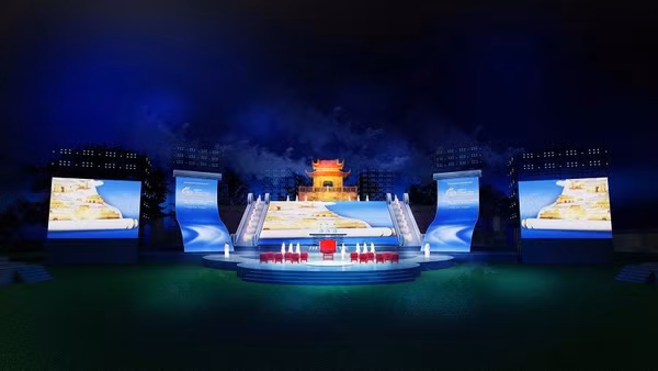 Phối cảnh sân khấu chương trình khai mạc Festival Thăng Long-Hà Nội 2026. (Ảnh: BAN TỔ CHỨC)
