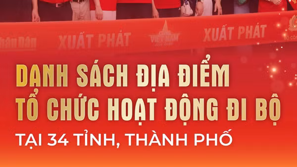 Danh sách địa điểm tổ chức hoạt động đi bộ đồng loạt ngày 30/8 tại 34 tỉnh, thành phố