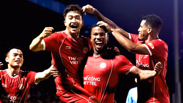 Các cầu thủ Thể Công Viettel ăn mừng bàn thắng. (Ảnh: Thể Công Viettel FC)