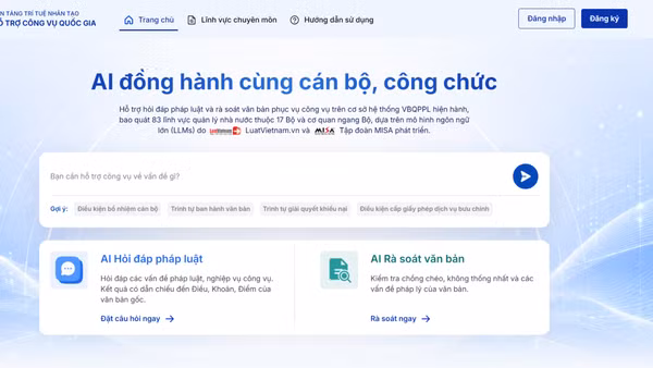 Giao diện rà soát văn bản của nền tảng AI luật do Công ty cổ phần MISA và Công ty cổ phần Truyền thông luật Việt Nam phát triển. (Ảnh: THANH QUÝ)