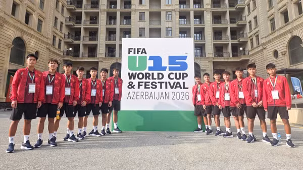 Các tuyển thủ U15 Việt Nam đã có mặt tại Baku (Azerbaijan). (Ảnh: VFF)