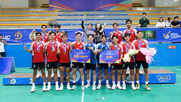 Đại học Trà Vinh vô địch nội dung bóng chuyền nam Đại hội Thể thao sinh viên toàn quốc 2026. (Ảnh: BTC)