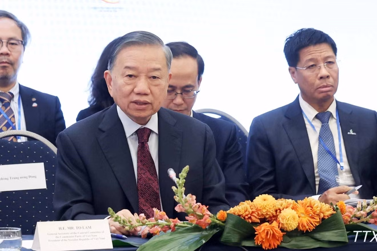 Tổng Bí thư, Chủ tịch nước Tô Lâm phát biểu tại Tọa đàm. (Ảnh: TTXVN)