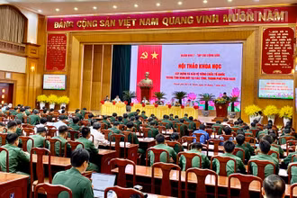 Quang cảnh hội thảo khoa học tại Quân khu 7. 
